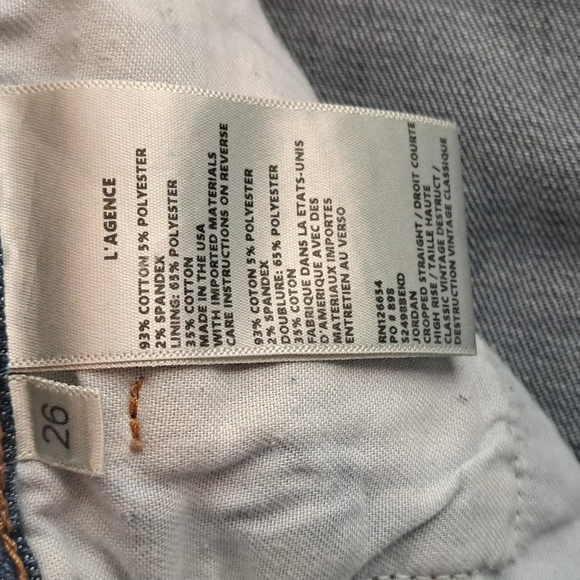 L'Agence Jordan vintage straight cropped distressed Denim sz27-28 - Picture 9 of 15